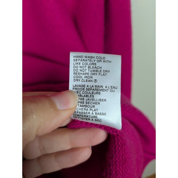 BIANCO & BLU Bright Pink Knit Sweater Merino Blend Long Sleeve Women's Small - Picture 5 of 5